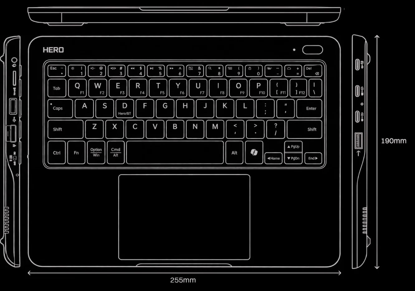 The Hero Keyboard seen from above