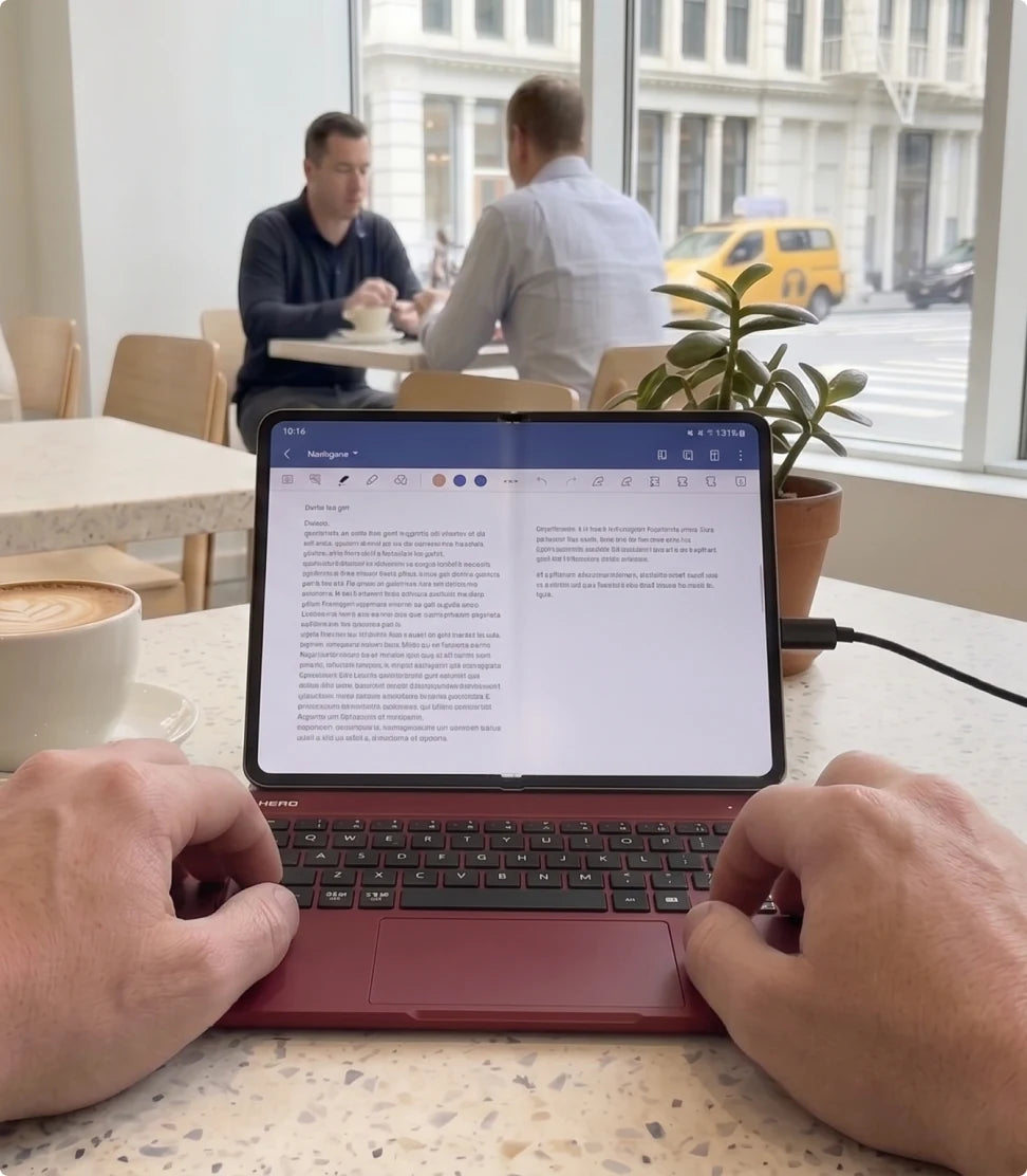 A tablet wired to Hero through Hero Port